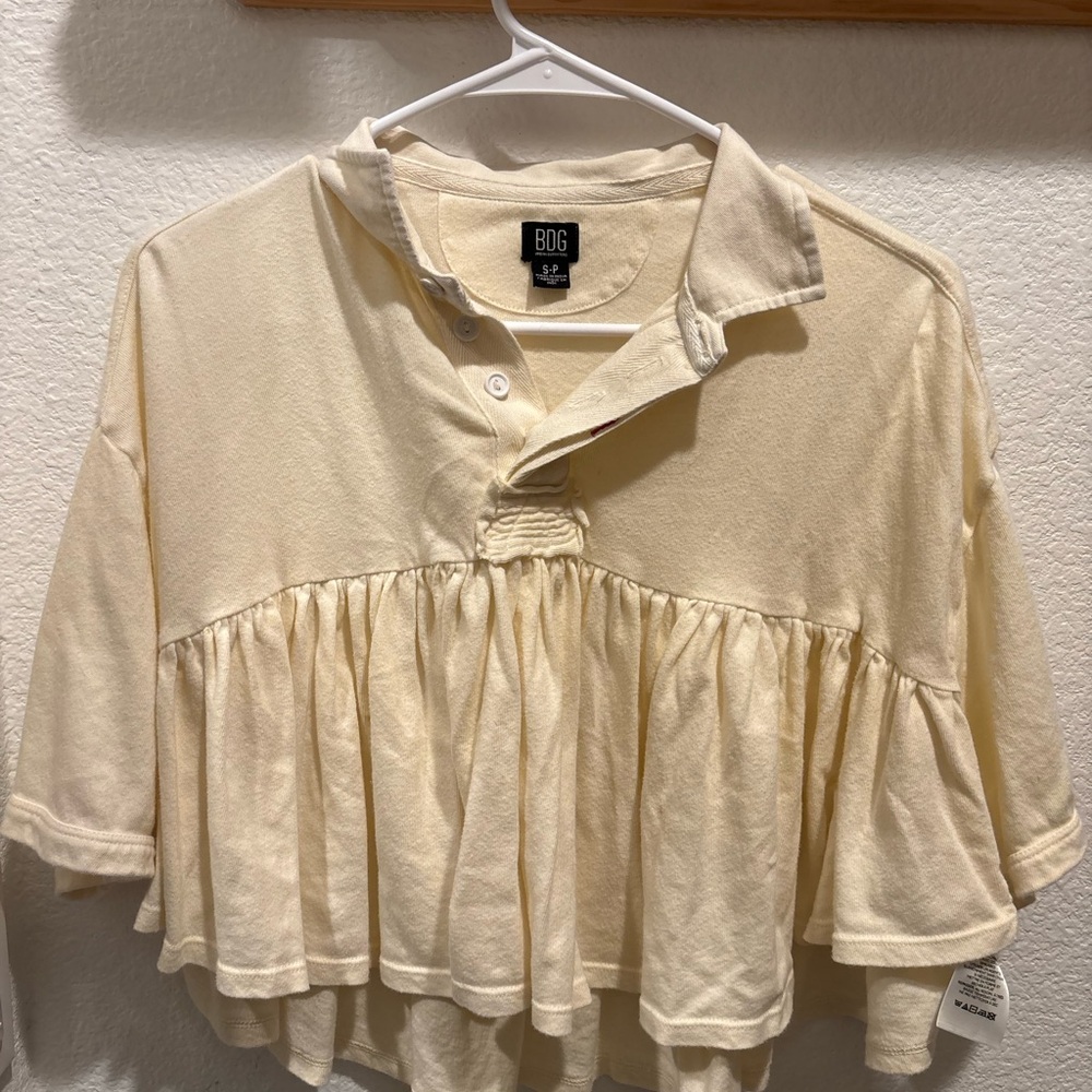 Urban Outfitters Cream Ruffled Top